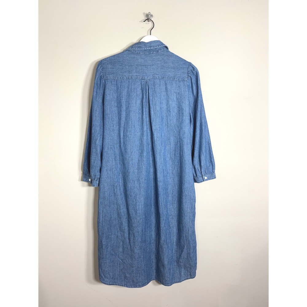 J.McLaughlin Womens Blue Denim Chambray Shirt Dress Midi Pockets Size L - Picture 4 of 15